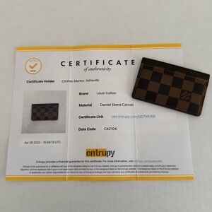 Authentic Louis Vuitton Damier Ebene Card Holder